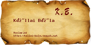 Kállai Béla névjegykártya